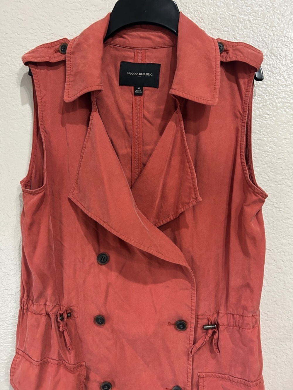 Banana Republic Red Safari Vest Sz M Summer Vacation Layered Casual Chic TC0132 - Picture 6 of 8